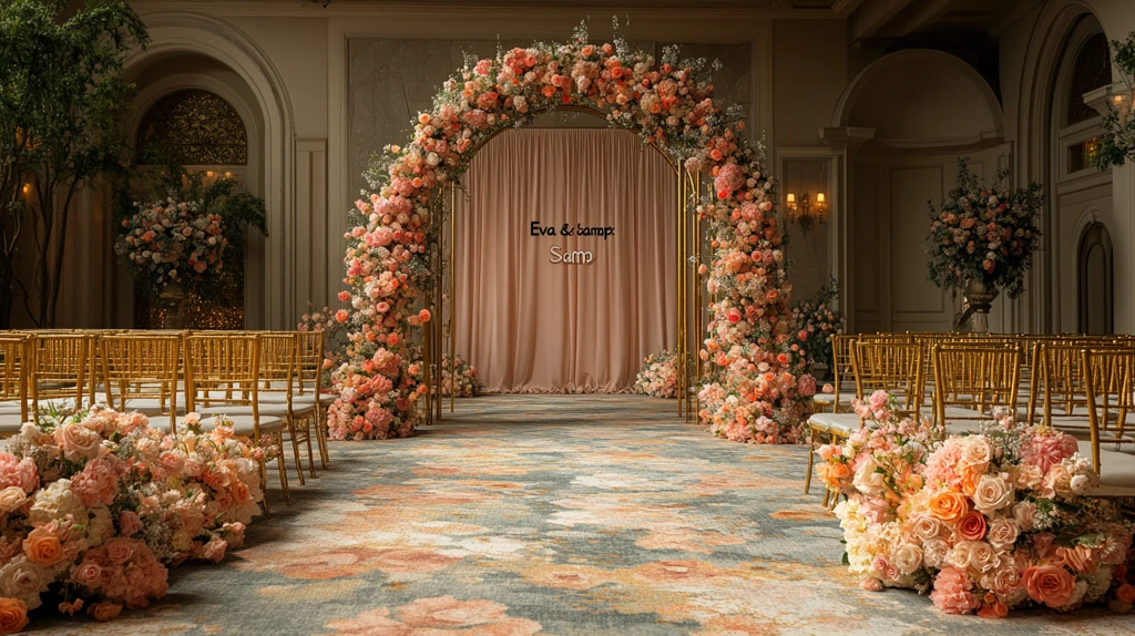 婚礼舞台背景花艺装饰