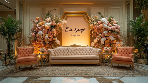 婚礼舞台背景花艺装饰