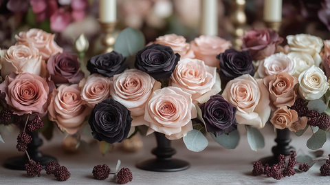 黑粉玫瑰婚礼桌