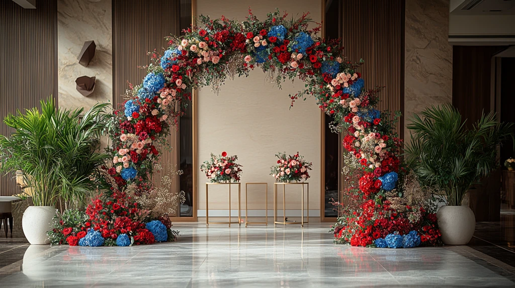 白色拱门与花卉装饰