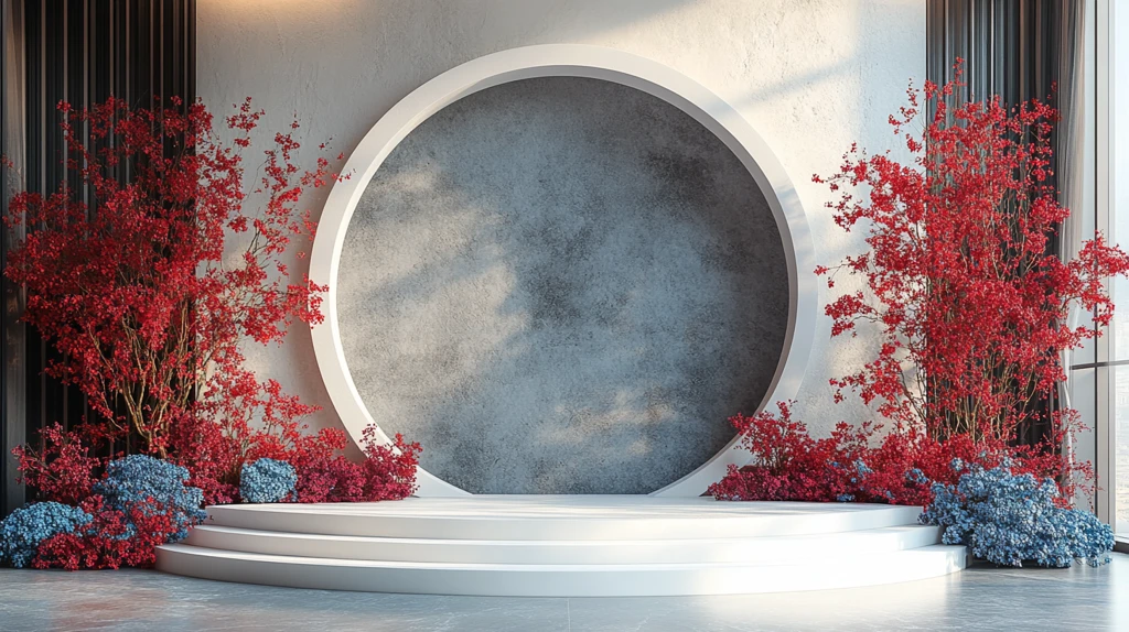 白色拱门与花卉装饰