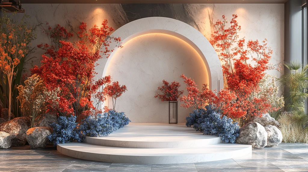 白色拱门与花卉装饰