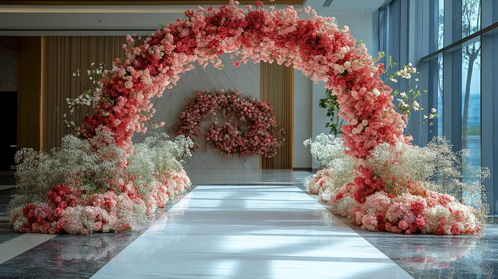 白色拱门花艺背景