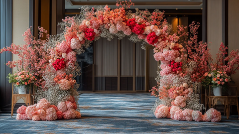 白色拱门花艺背景