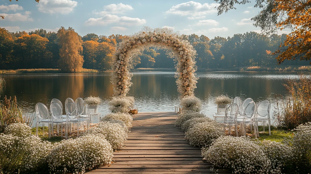 白色婚礼花拱门