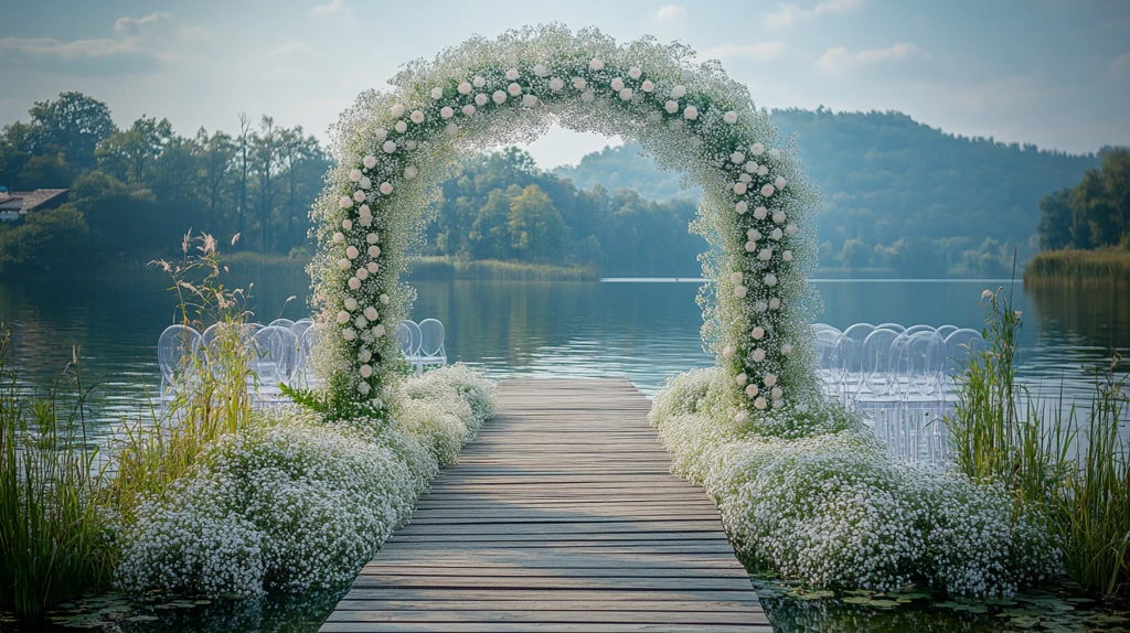 白色婚礼花拱门