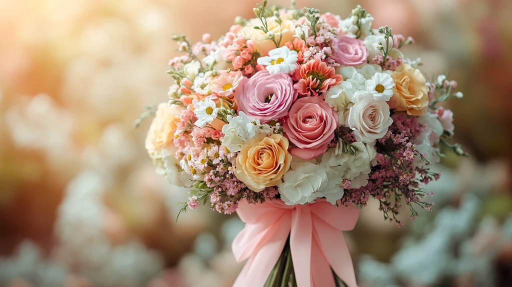 优雅花束与丝带装饰