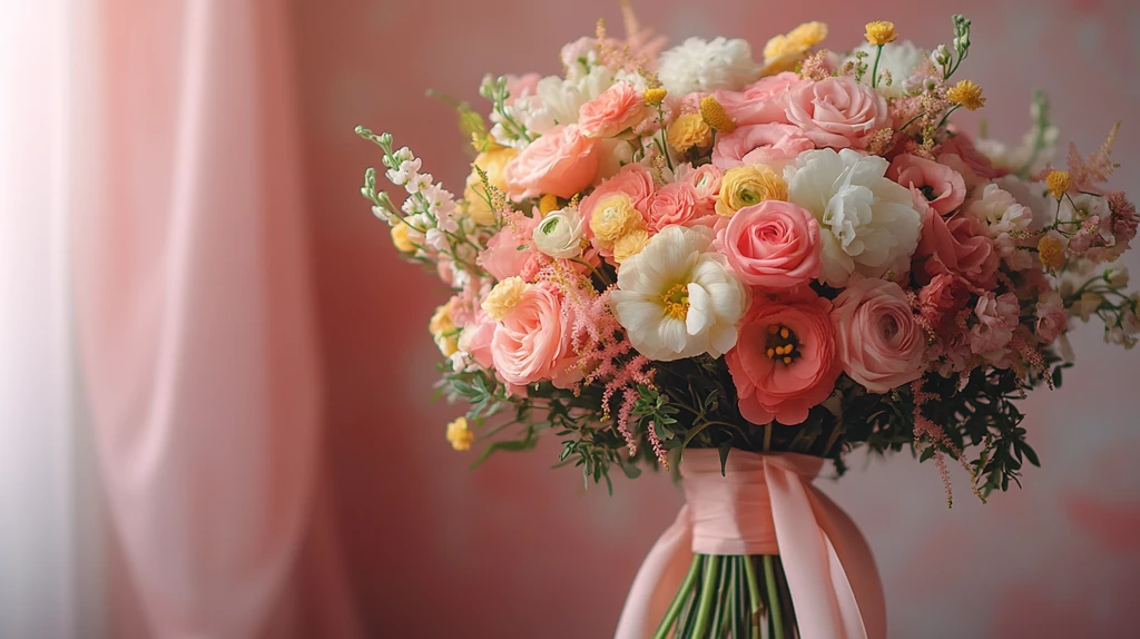 优雅花束与丝带装饰