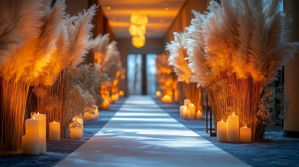 婚礼仪式装饰与白色地毯