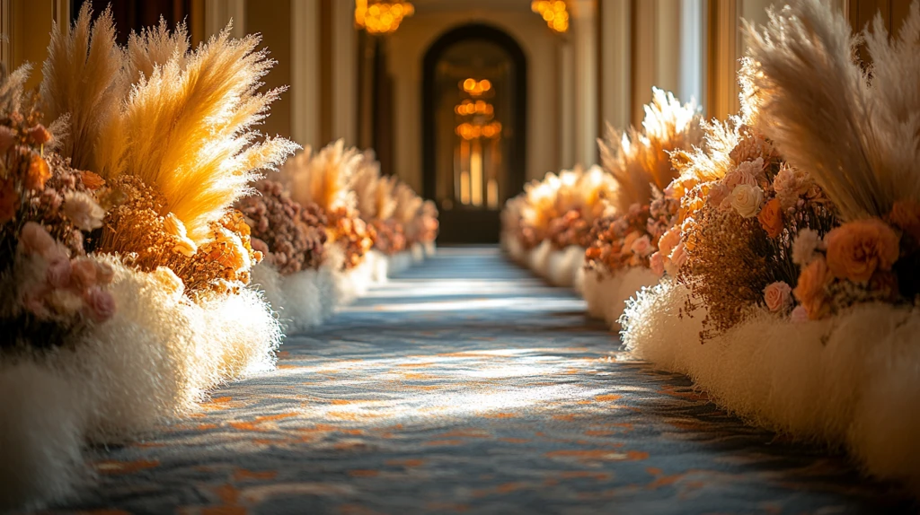 婚礼仪式装饰与白色地毯