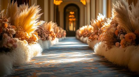 婚礼仪式装饰与白色地毯