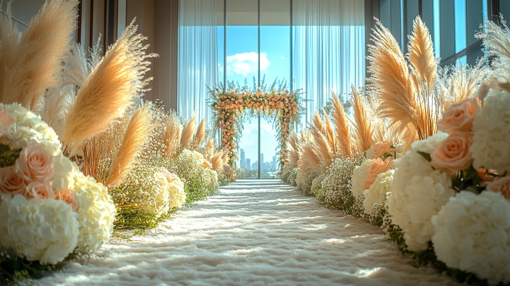 白色长毯婚礼装饰