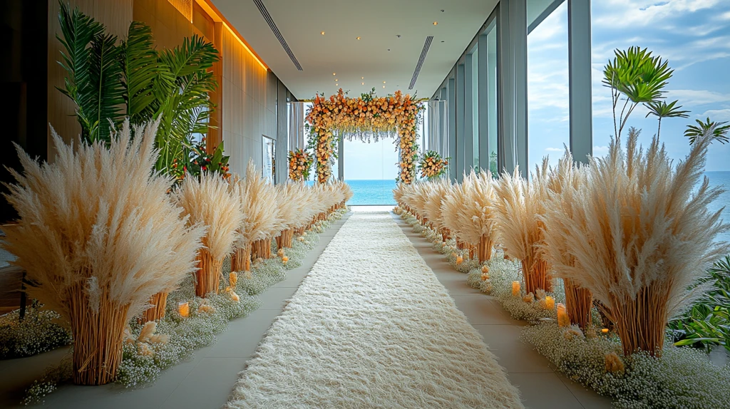 白色长毯婚礼装饰