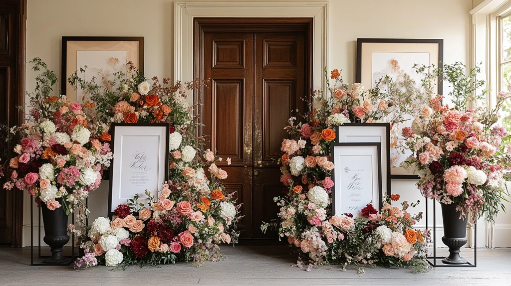 婚礼摄影展示架与花艺装饰
