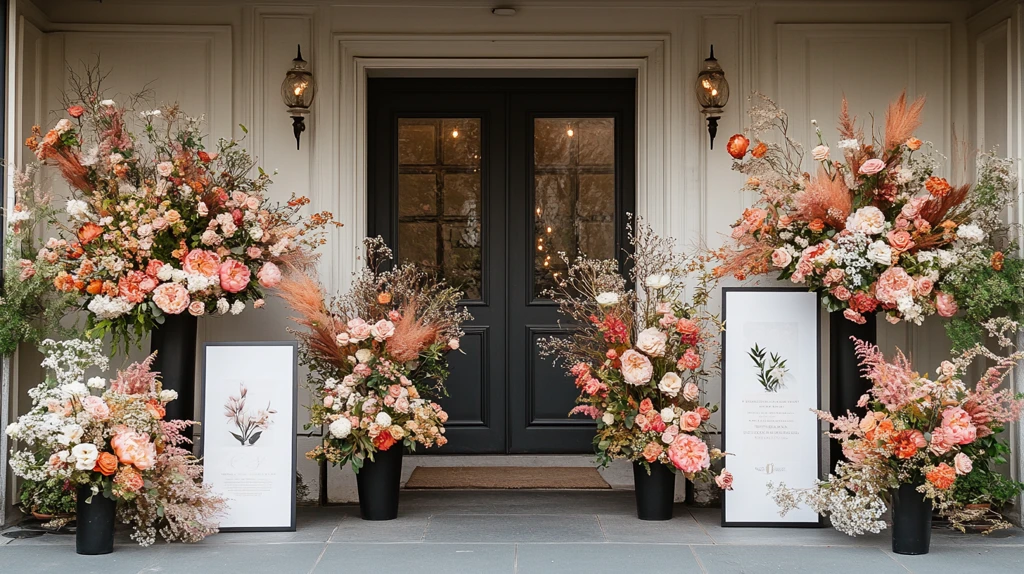 婚礼摄影展示架与花艺装饰