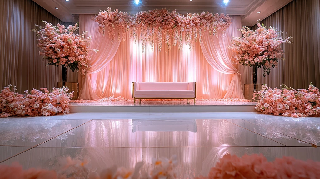 婚礼舞台背景花艺设计
