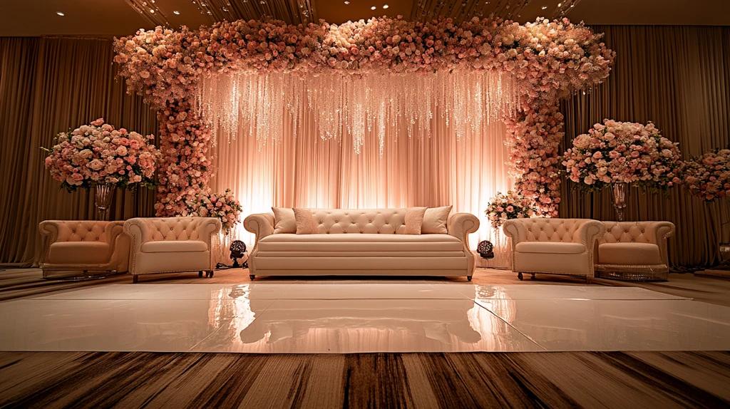 婚礼舞台背景花艺设计