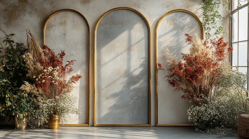 金色金属拱形框架