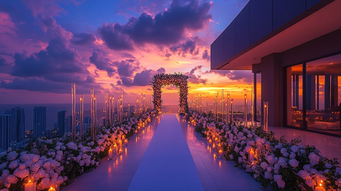 屋顶婚礼烛台装饰