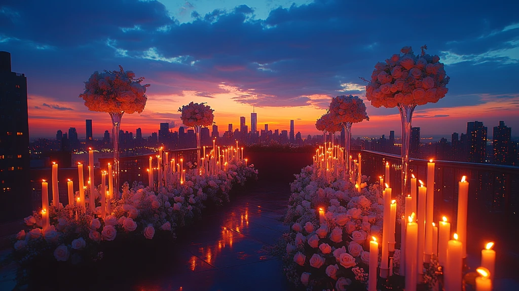 屋顶婚礼烛台装饰