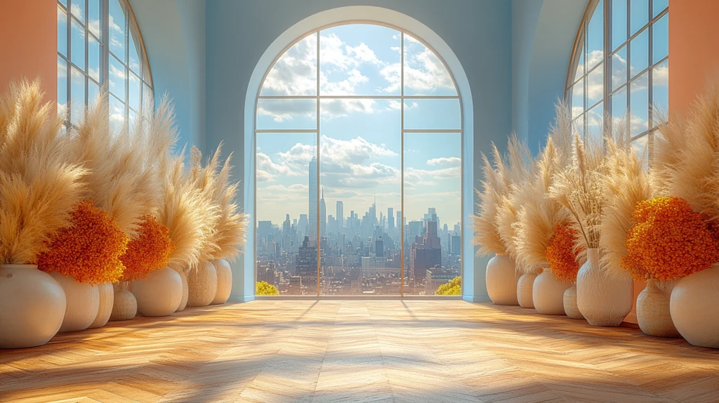 拱形背景与干花装饰