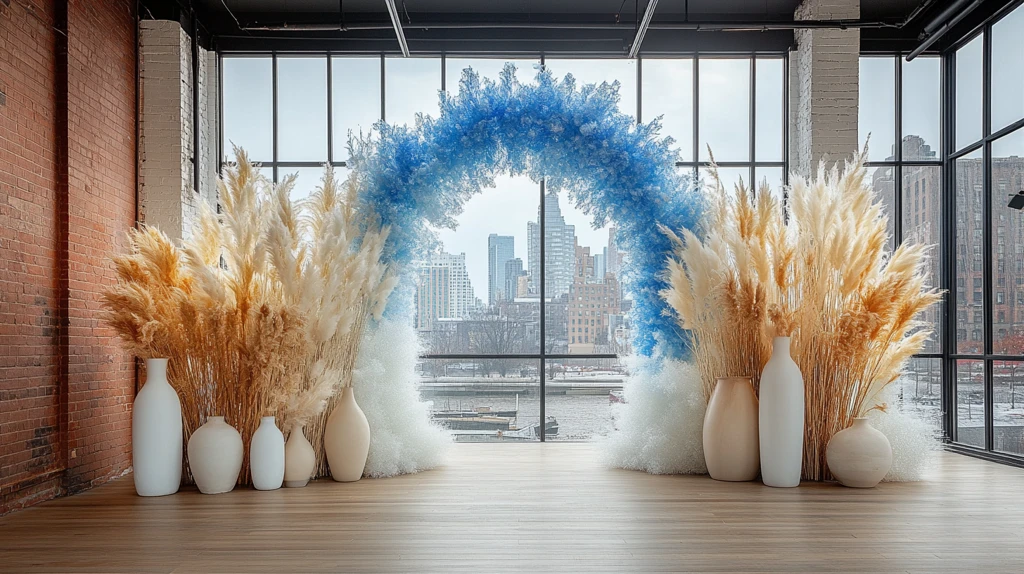 拱形背景与干花装饰