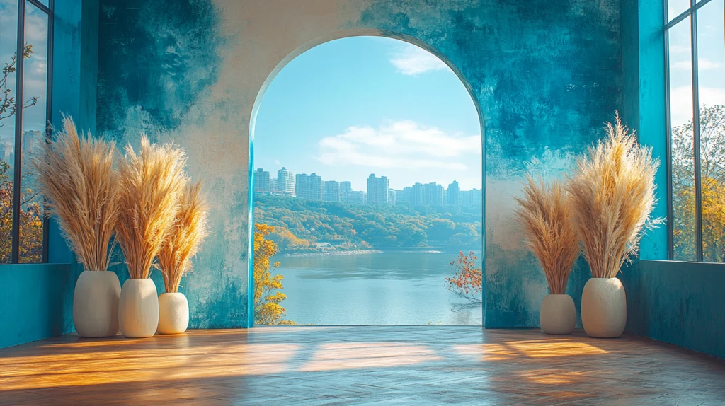 拱形背景与干花装饰