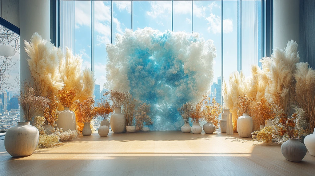 拱形背景与干花装饰