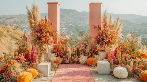 户外婚礼装饰与城市景观