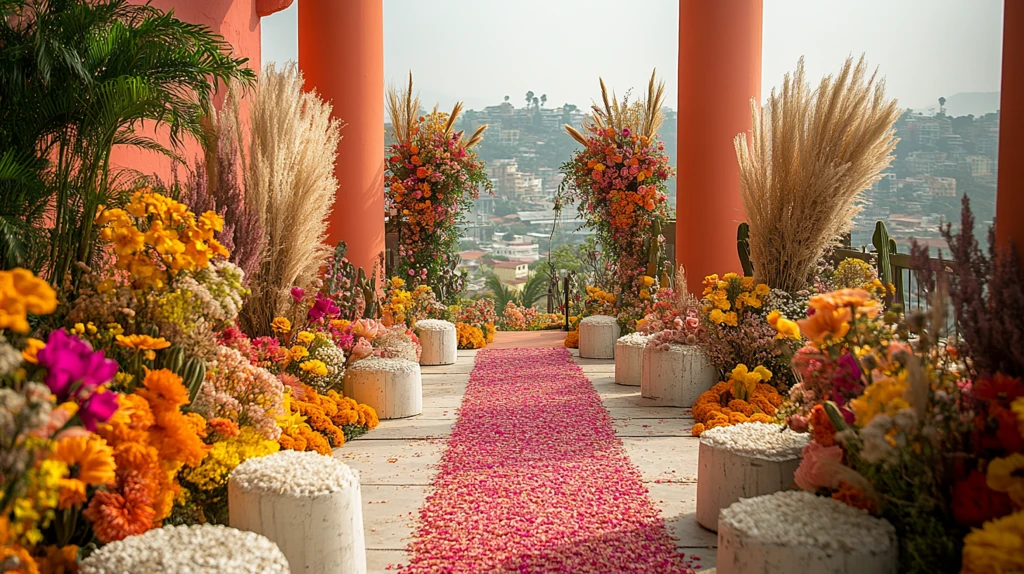 户外婚礼装饰与城市景观