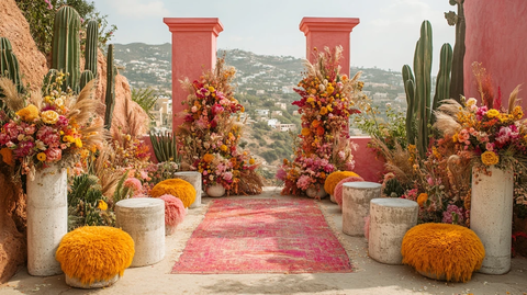 户外婚礼装饰与城市景观