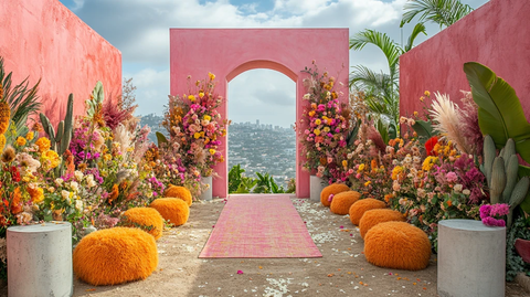 户外婚礼装饰与城市景观