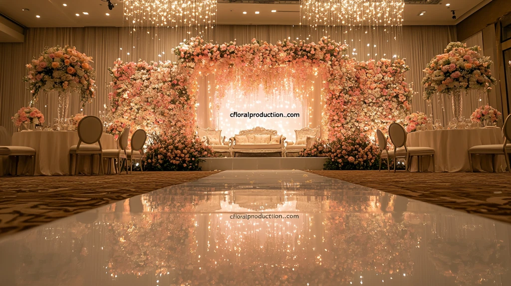 婚礼舞台布置与花墙装饰