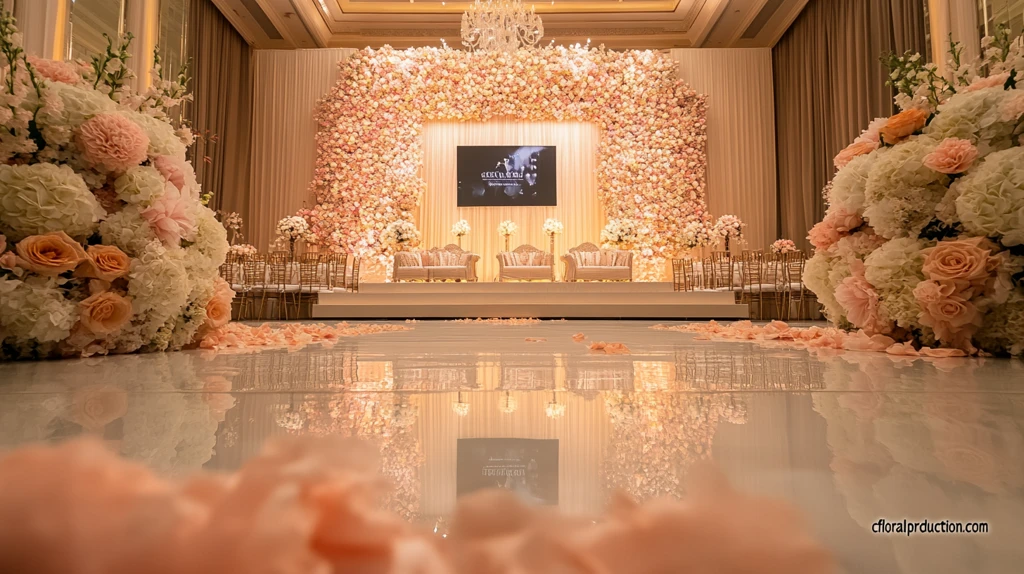 婚礼舞台布置与花墙装饰