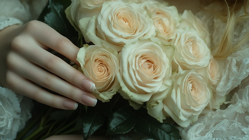 手持玫瑰花的黑底设计