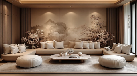 花艺与吊灯装饰的房间