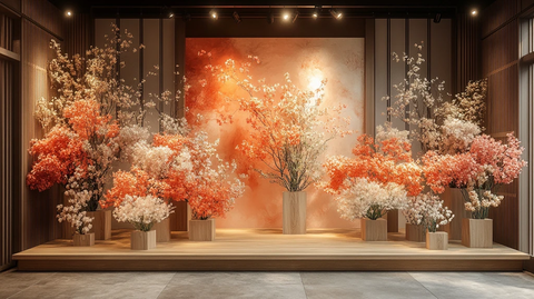 木质卡片与花卉