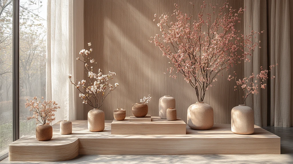 木质卡片与花卉