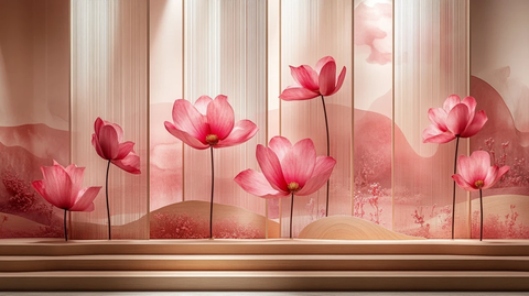 木质卡片与花卉