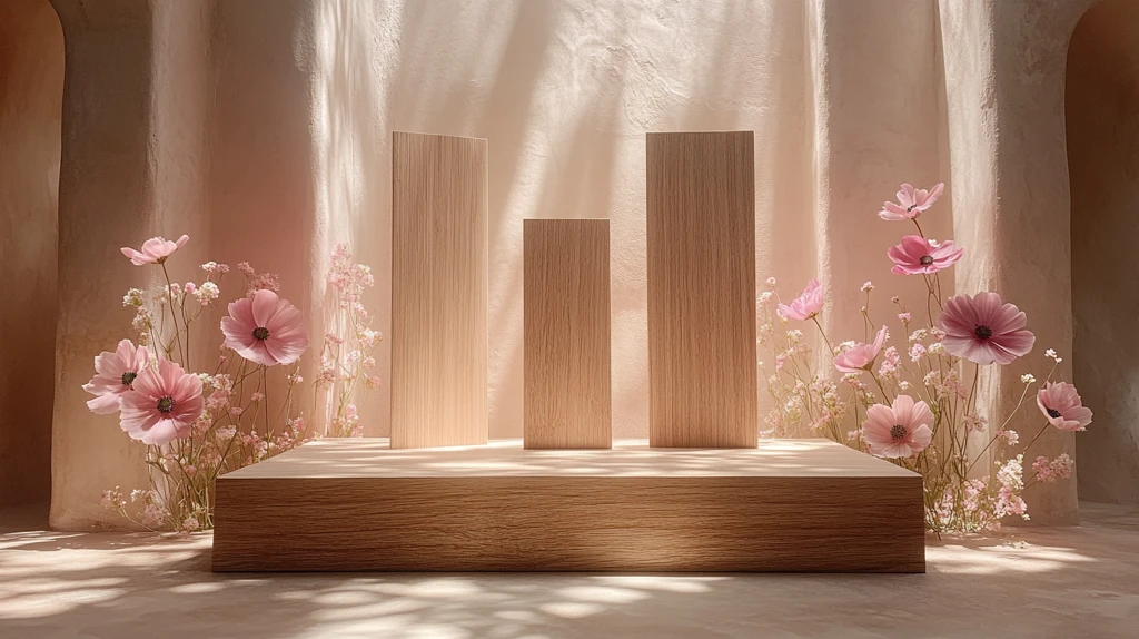 木质卡片与花卉