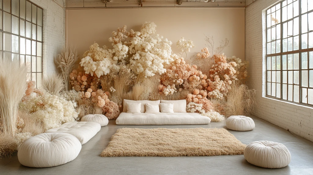 婚礼接待区自然装饰