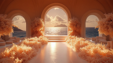 婚礼舞台背景白色花朵