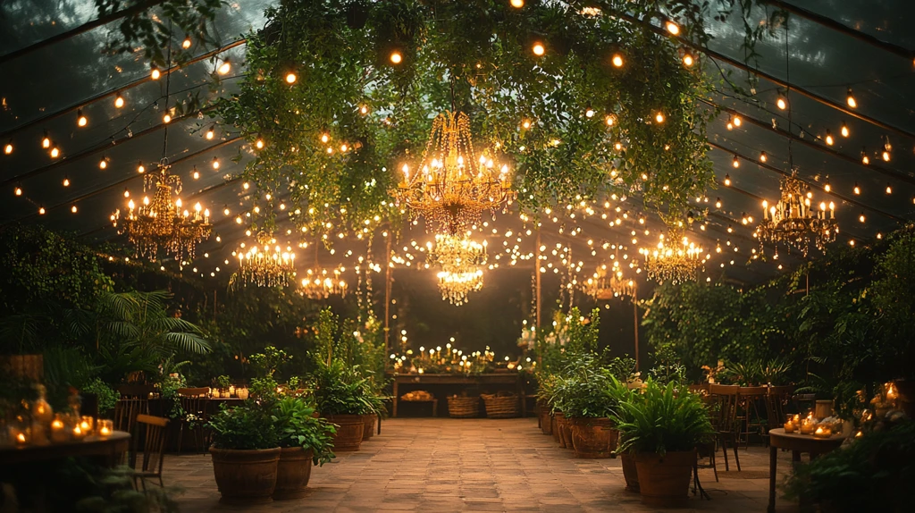 婚礼帐篷植物吊灯