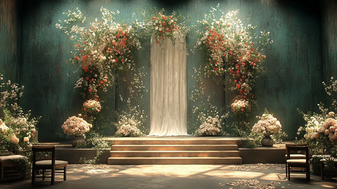 婚礼舞台花艺布置
