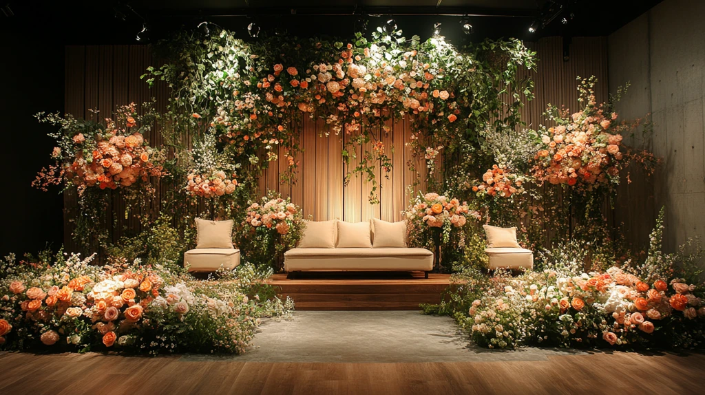 婚礼舞台花艺布置