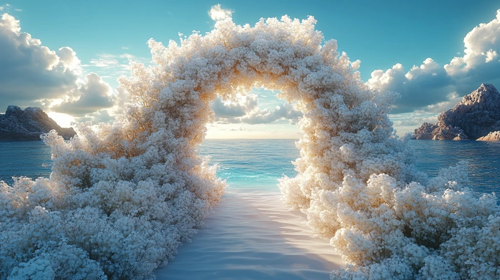 白色花海婚礼拱门