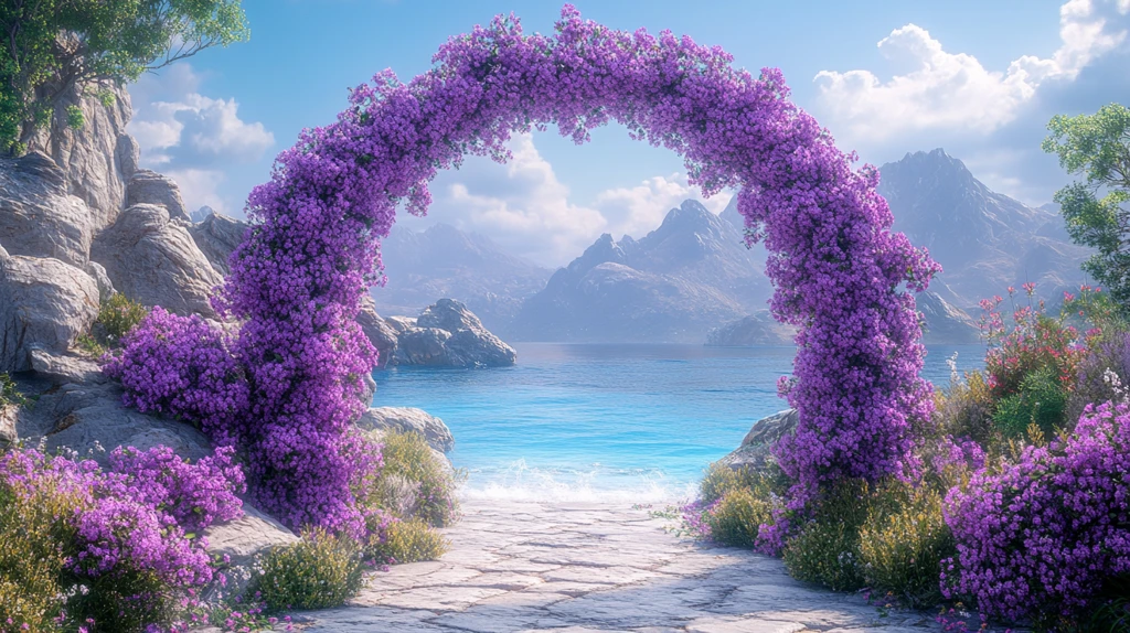 紫色花海婚礼拱门