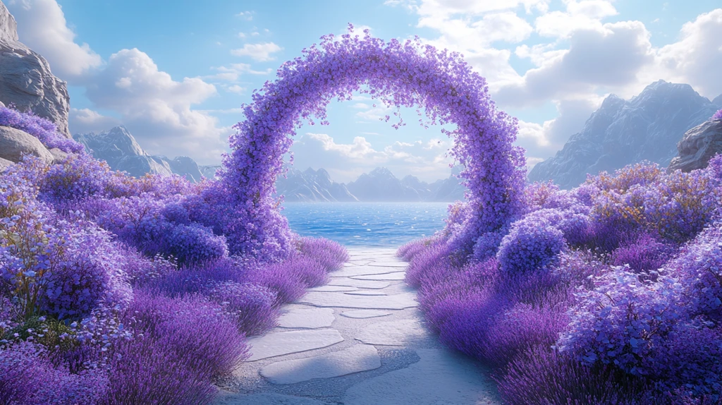 紫色花海婚礼拱门