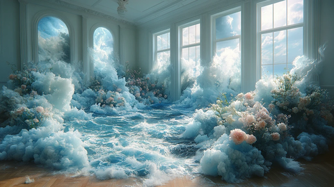 窗户与浪漫海景