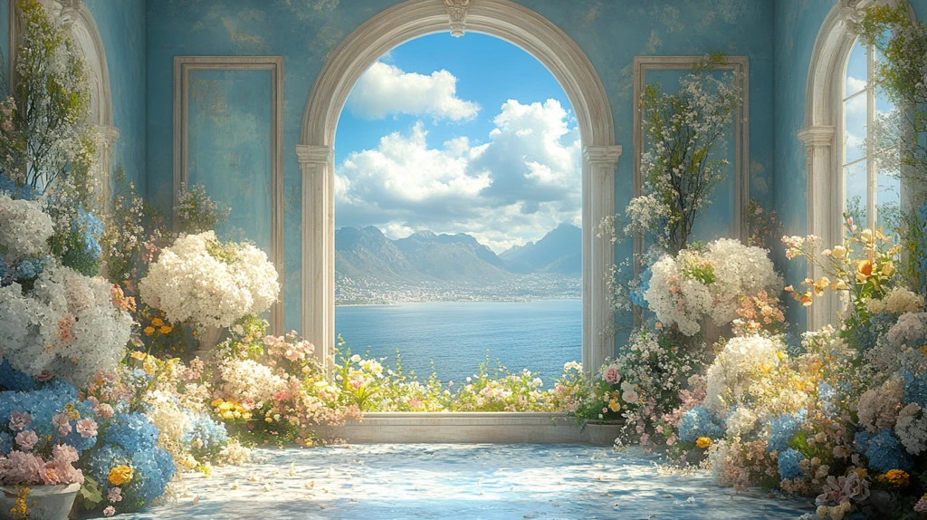 窗户与浪漫海景